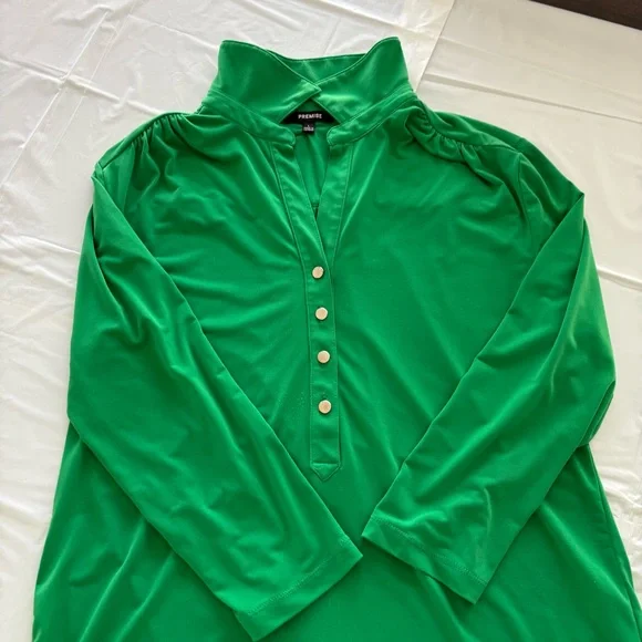 Premise Collared Blouse Green Size Large - Picture 7 of 10